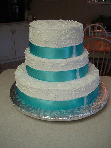 Teal And White Wedding Cakes
 Teal and White Wedding Cake