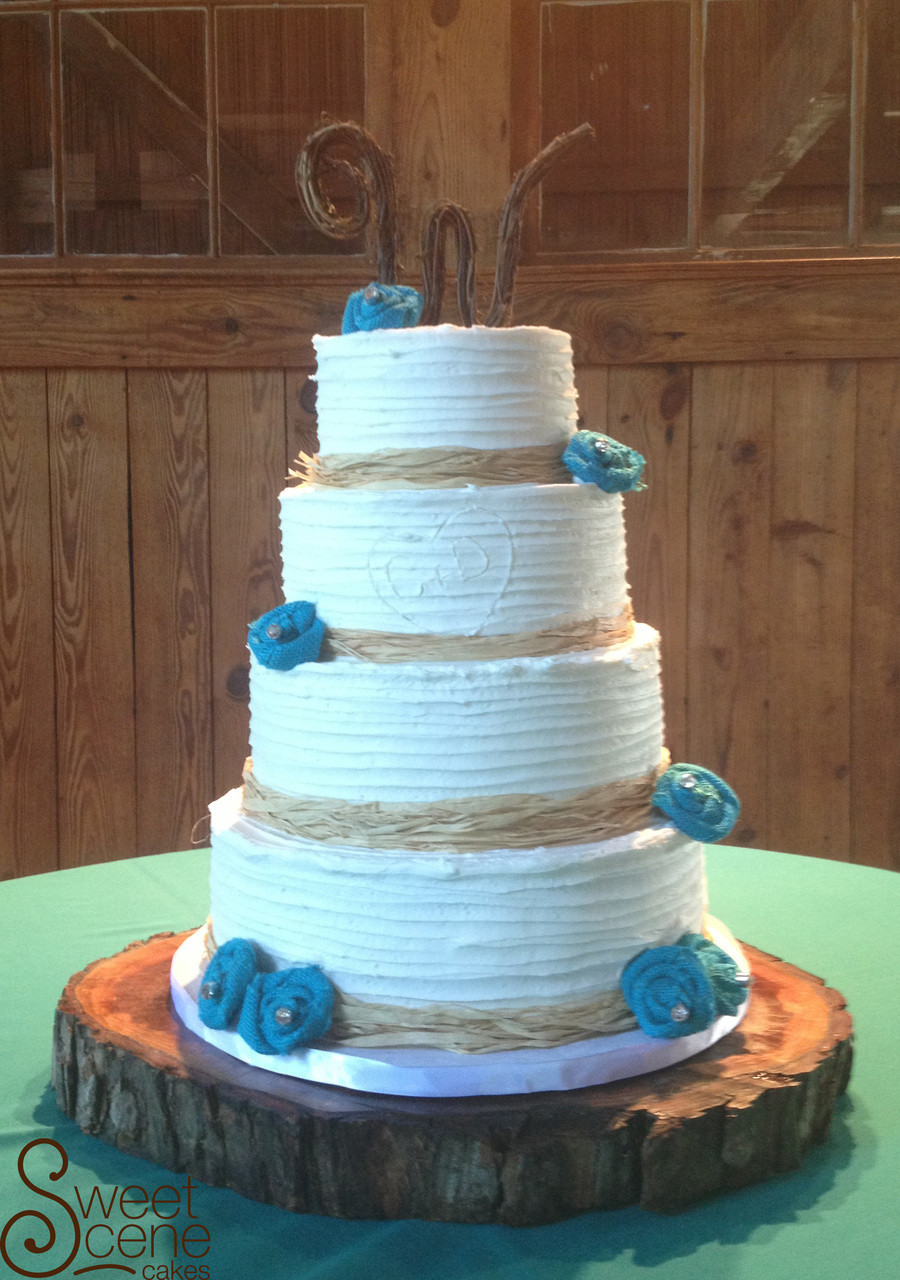 Teal And White Wedding Cakes
 Rustic Teal Wedding Cake CakeCentral