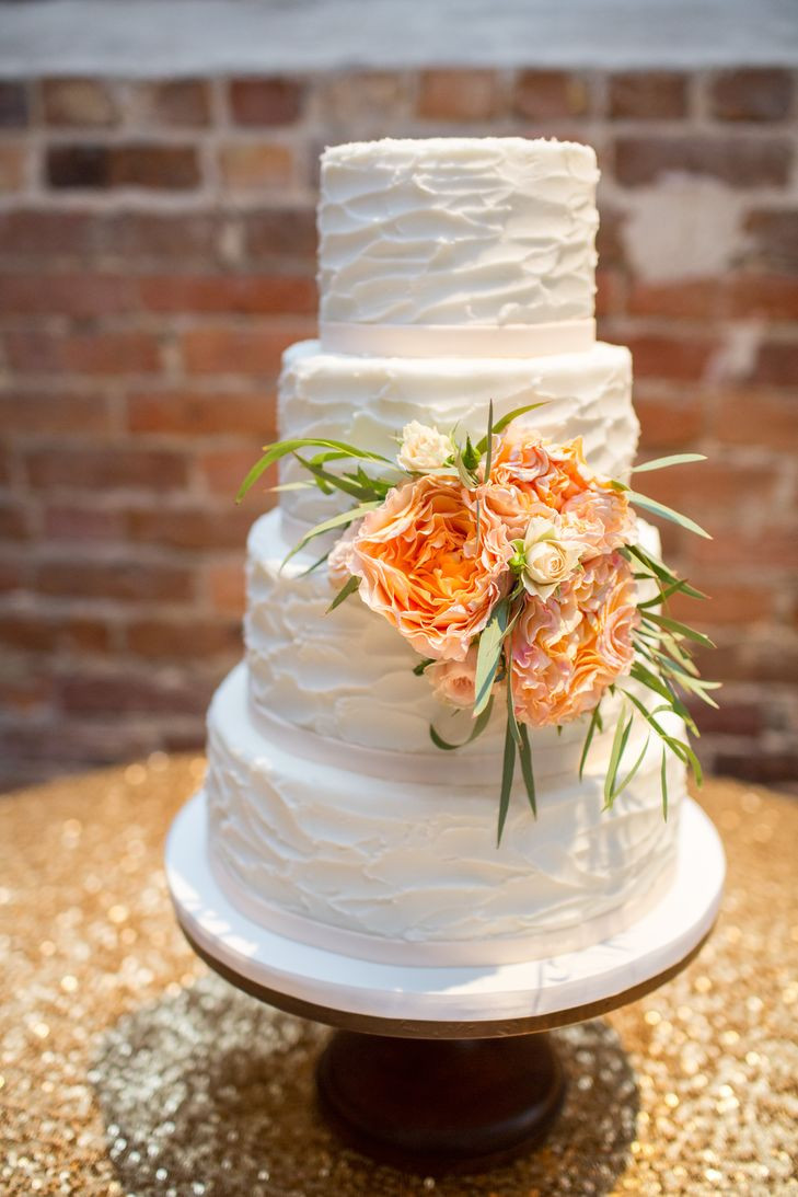 Textured Buttercream Wedding Cakes
 Textured Buttercream Wedding Cake with Peach Peony Accents