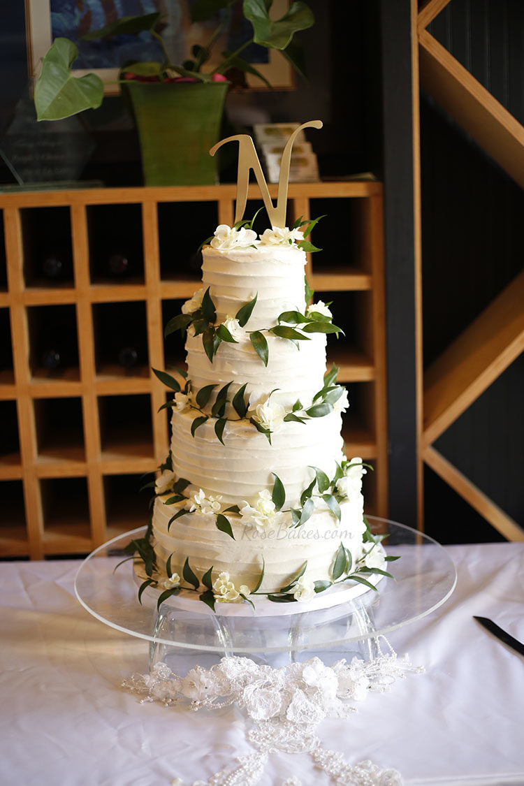 Textured Wedding Cakes
 Textured Wedding Cake with Ruscus & Hydrangea Rose Bakes