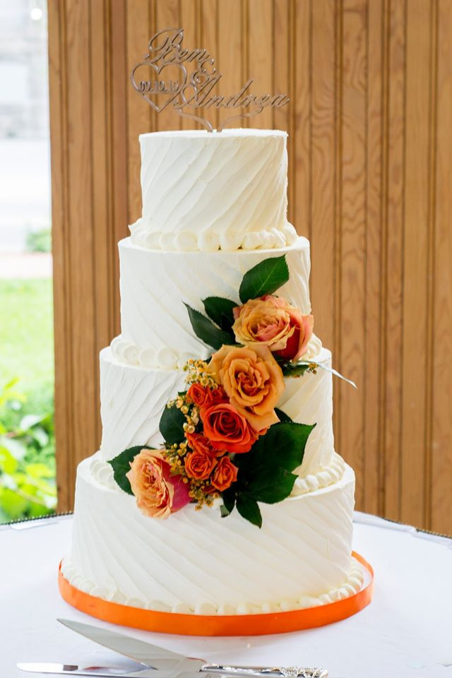 Textured Wedding Cakes
 White Textured Orange Rose Wedding Cake