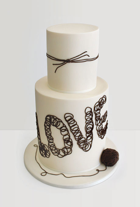 The Knot Wedding Cakes
 White and Brown Yarn Wedding Cake "Tie the Knot" Wedding