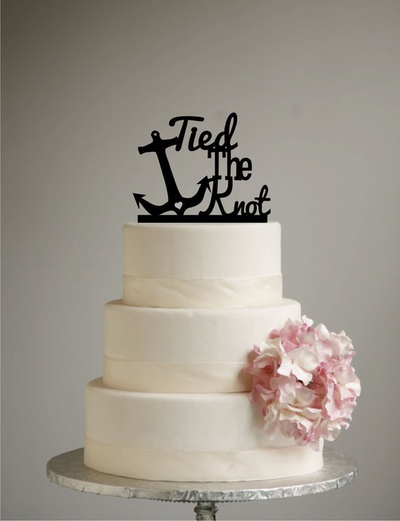 The Knot Wedding Cakes
 Beach Wedding Cake Topper Tied the Knot Anchor