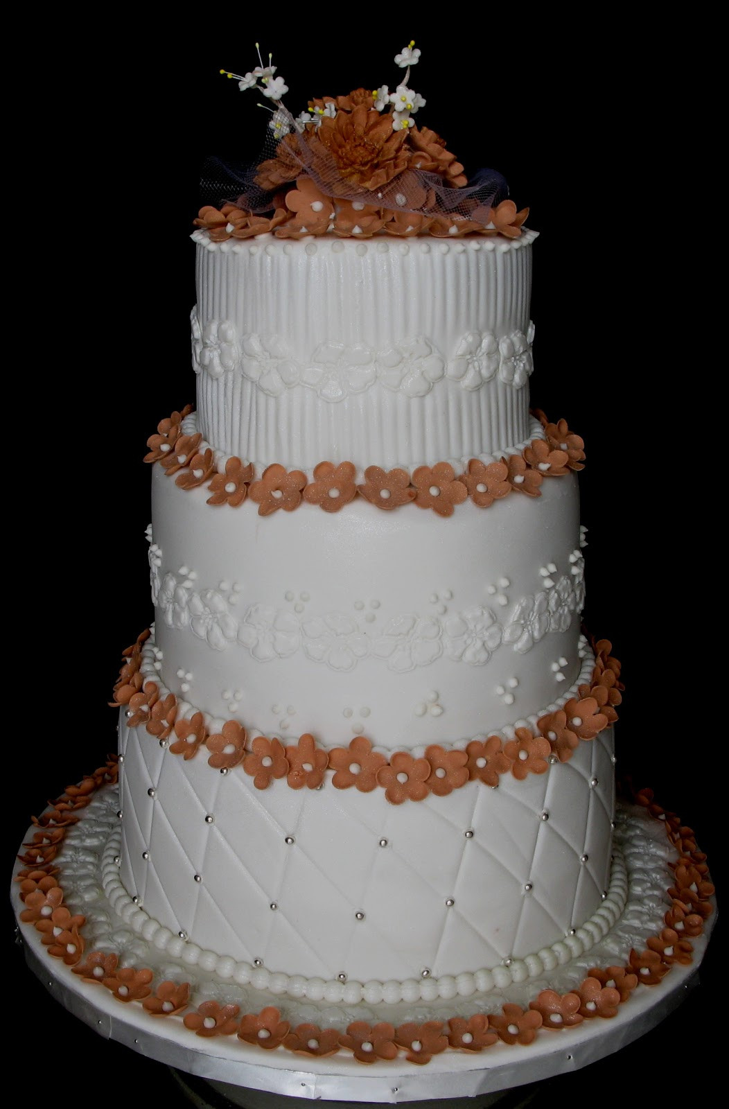 Three Layered Wedding Cakes
 Sugarcraft by Soni Three Layer Wedding Cake Blossoms