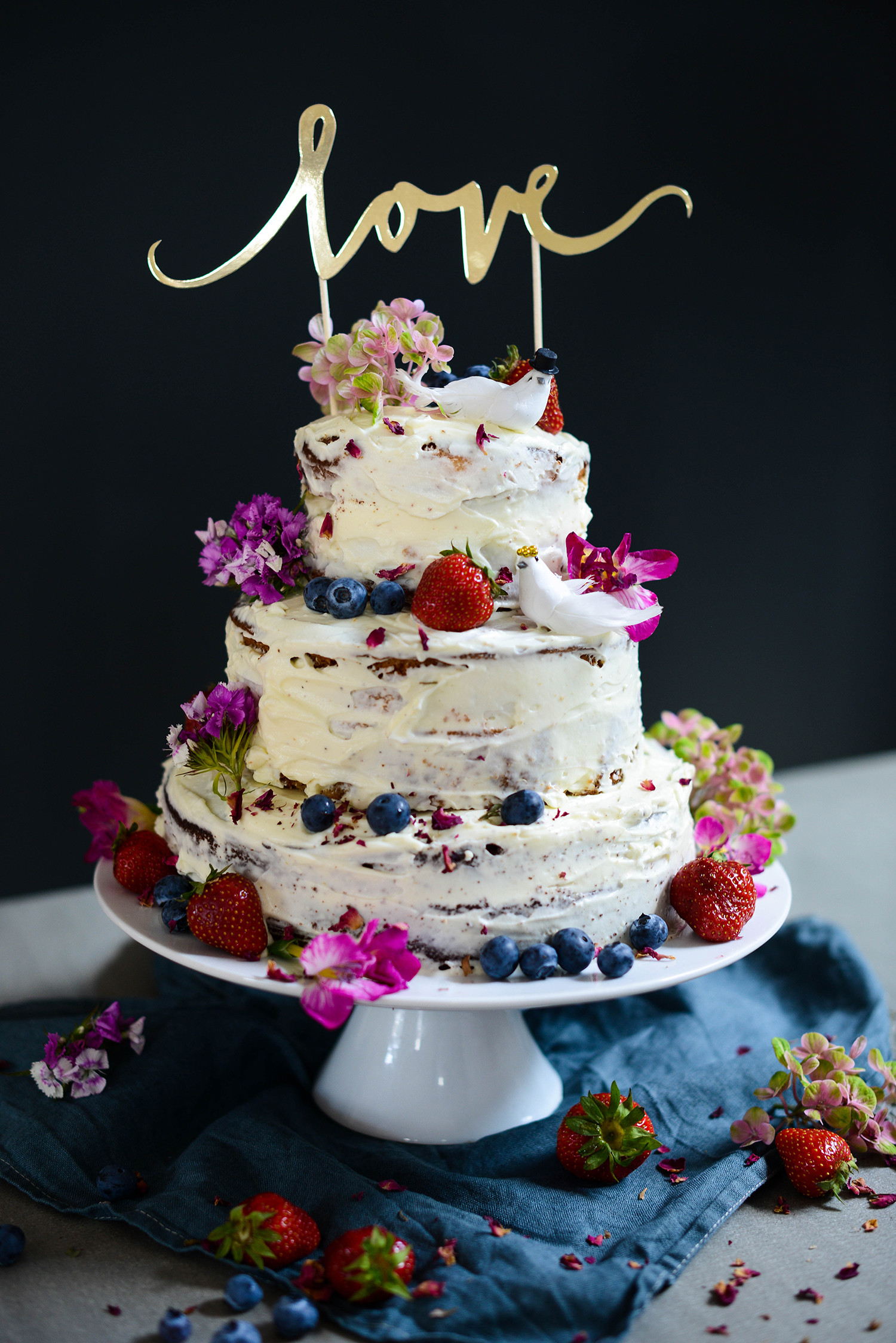 Three Layered Wedding Cakes
 Three layered wedding cake with mascarpone frosting