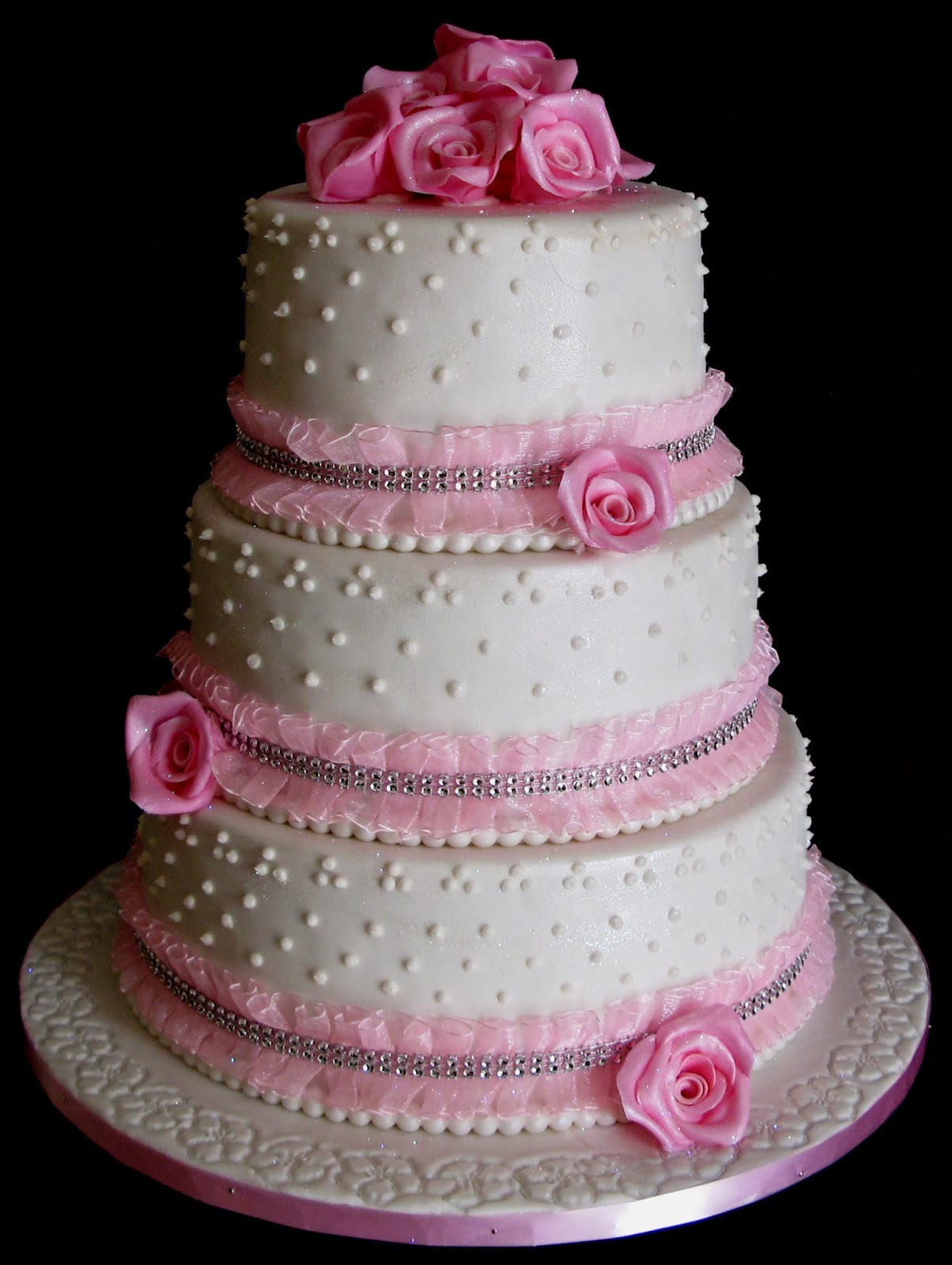 Three Layered Wedding Cakes
 Sugarcraft by Soni Three Layer Wedding Cake Pink Roses