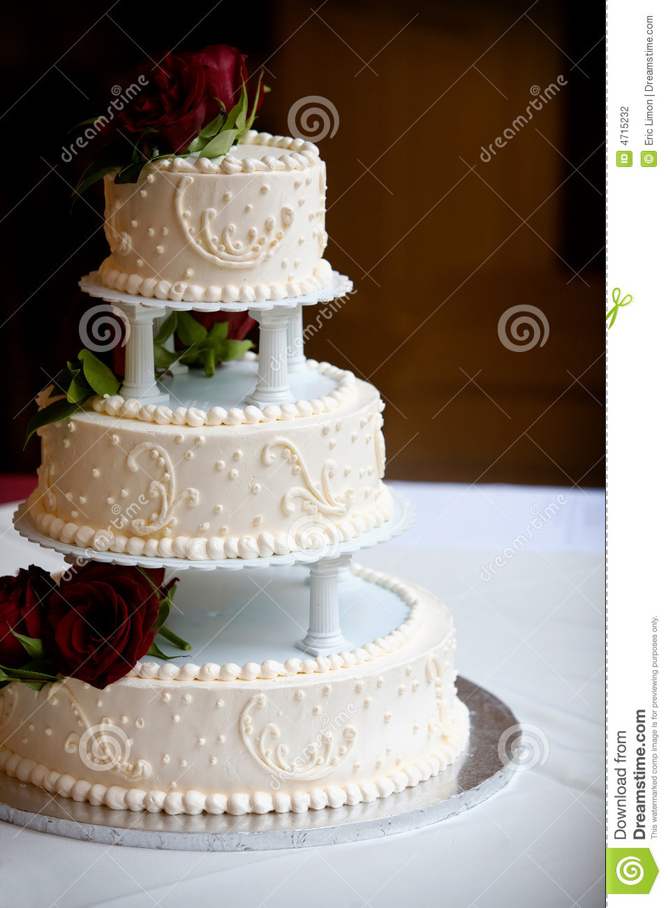 Three Tear Wedding Cakes
 Wedding Cake With Three Tiers Stock Image of