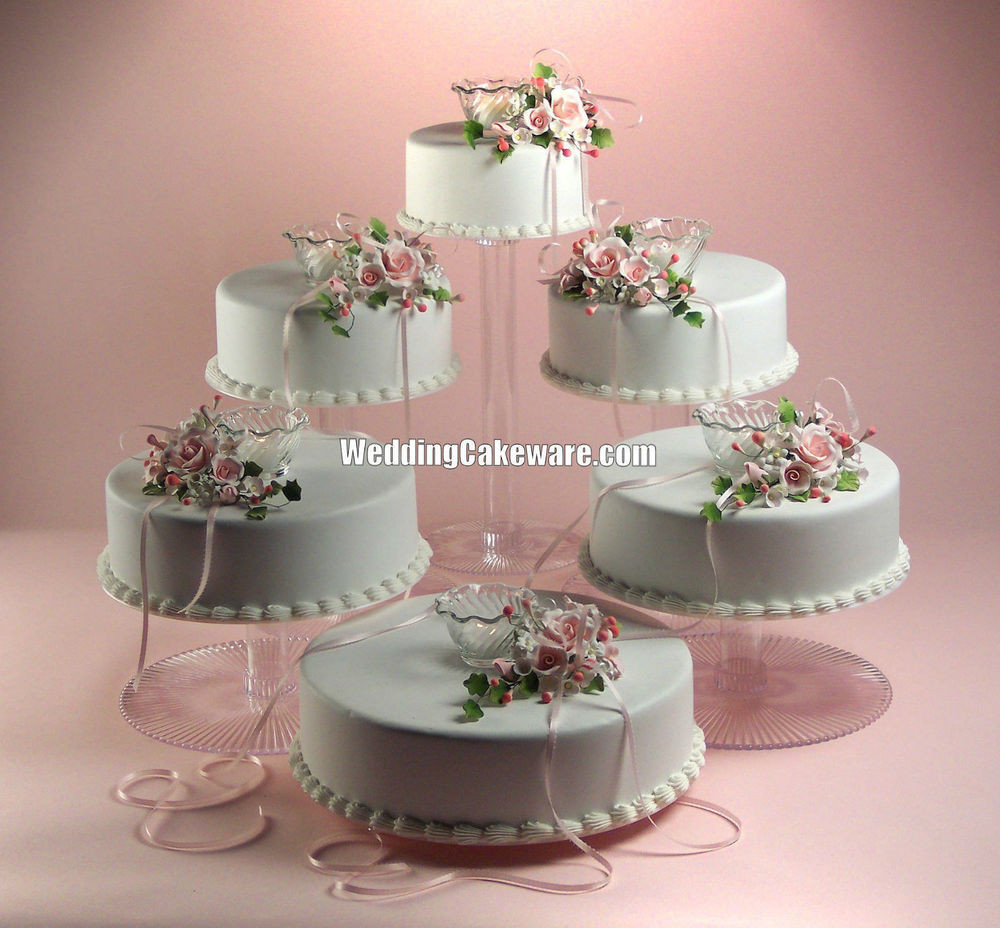 Tiered Wedding Cakes
 6 TIER CASCADING WEDDING CAKE STAND STANDS SET