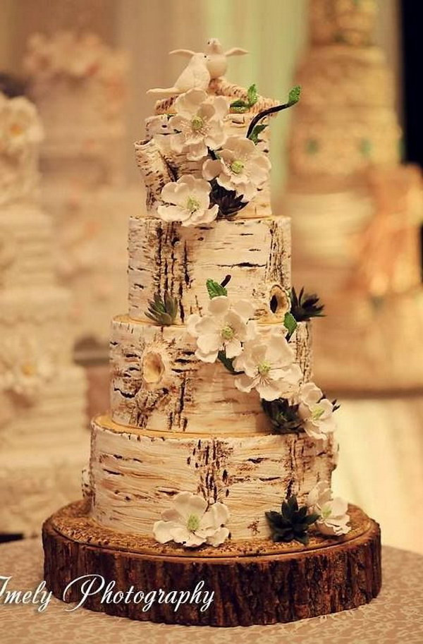 Tree Bark Wedding Cakes
 50 Bud Friendly Rustic Real Wedding Ideas Hative