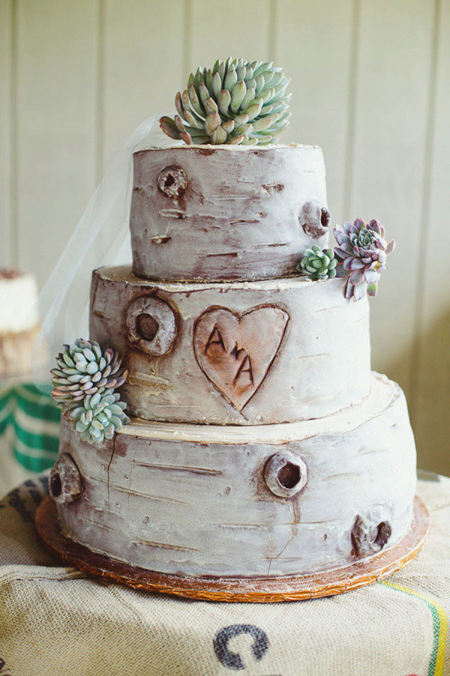 Tree Bark Wedding Cakes
 Succulent Wedding Cakes