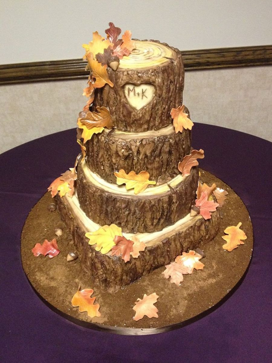Tree Wedding Cakes
 Fall Tree Stump Wedding Cake CakeCentral