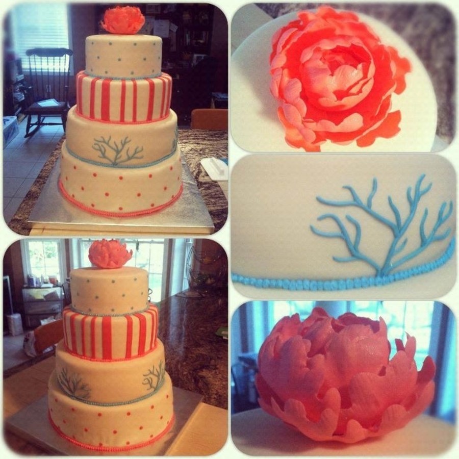 Turquoise And Coral Wedding Cakes
 Coral And Turquoise Wedding CakeCentral