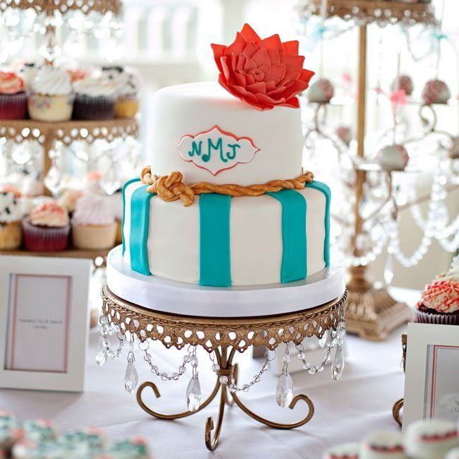 Turquoise And Coral Wedding Cakes
 A Coral and Turquoise Fun Wedding in Newport RI