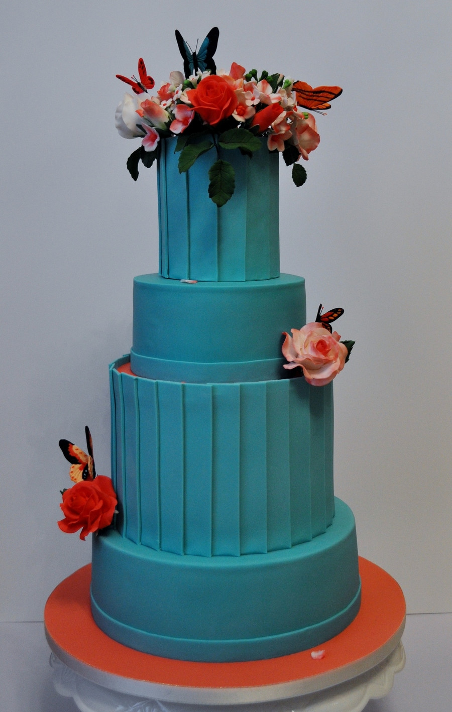 Turquoise And Coral Wedding Cakes
 Turquoise coral Wedding Cake CakeCentral
