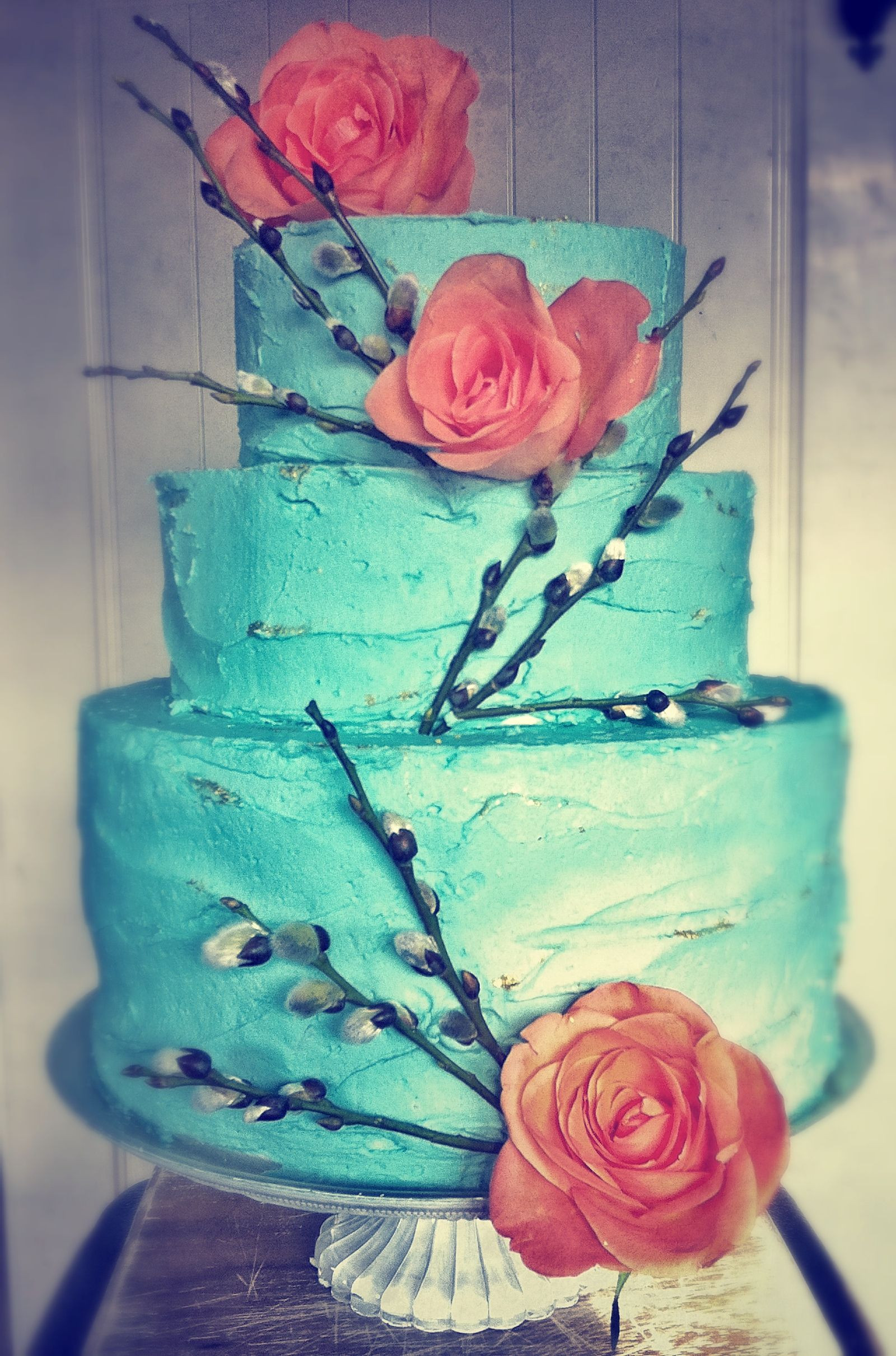 Turquoise And Coral Wedding Cakes
 Turquoise and coral Swell wedding cakes