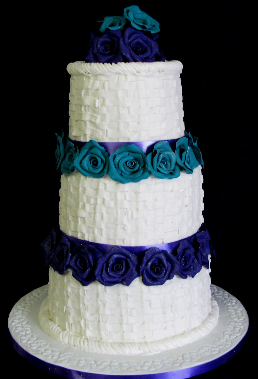 Turquoise And Purple Wedding Cakes
 Sugarcraft by Soni Three Tier Wedding Cake Tiers of