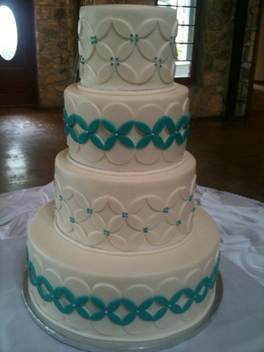 Turquoise And White Wedding Cake
 White Turquoise Wedding Cake CakeCentral