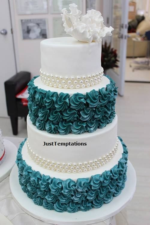 Turquoise And White Wedding Cakes
 Turquoise and white wedding cakes idea in 2017