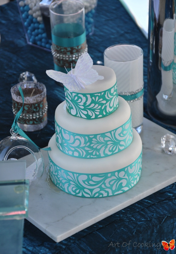 Turquoise And White Wedding Cakes
 Turquoise and white wedding cakes idea in 2017