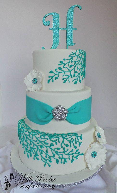 Turquoise And White Wedding Cakes
 Best 25 Turquoise wedding cakes ideas on Pinterest