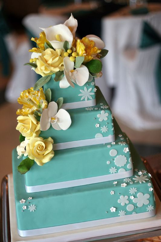 Turquoise And Yellow Wedding Cakes
 Tari s blog The color is the David 39s Bridal turquoise