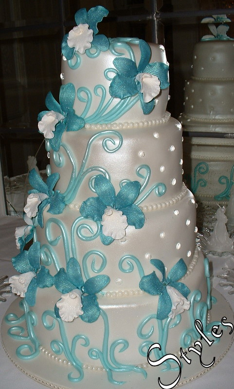 Turquoise Wedding Cakes
 Cakes by Styles Wedding Cake Turquoise Orchids