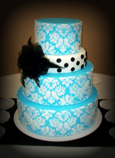 Turquoise Wedding Cakes
 Wedding Cakes Turquoise Damask Wedding Cakes
