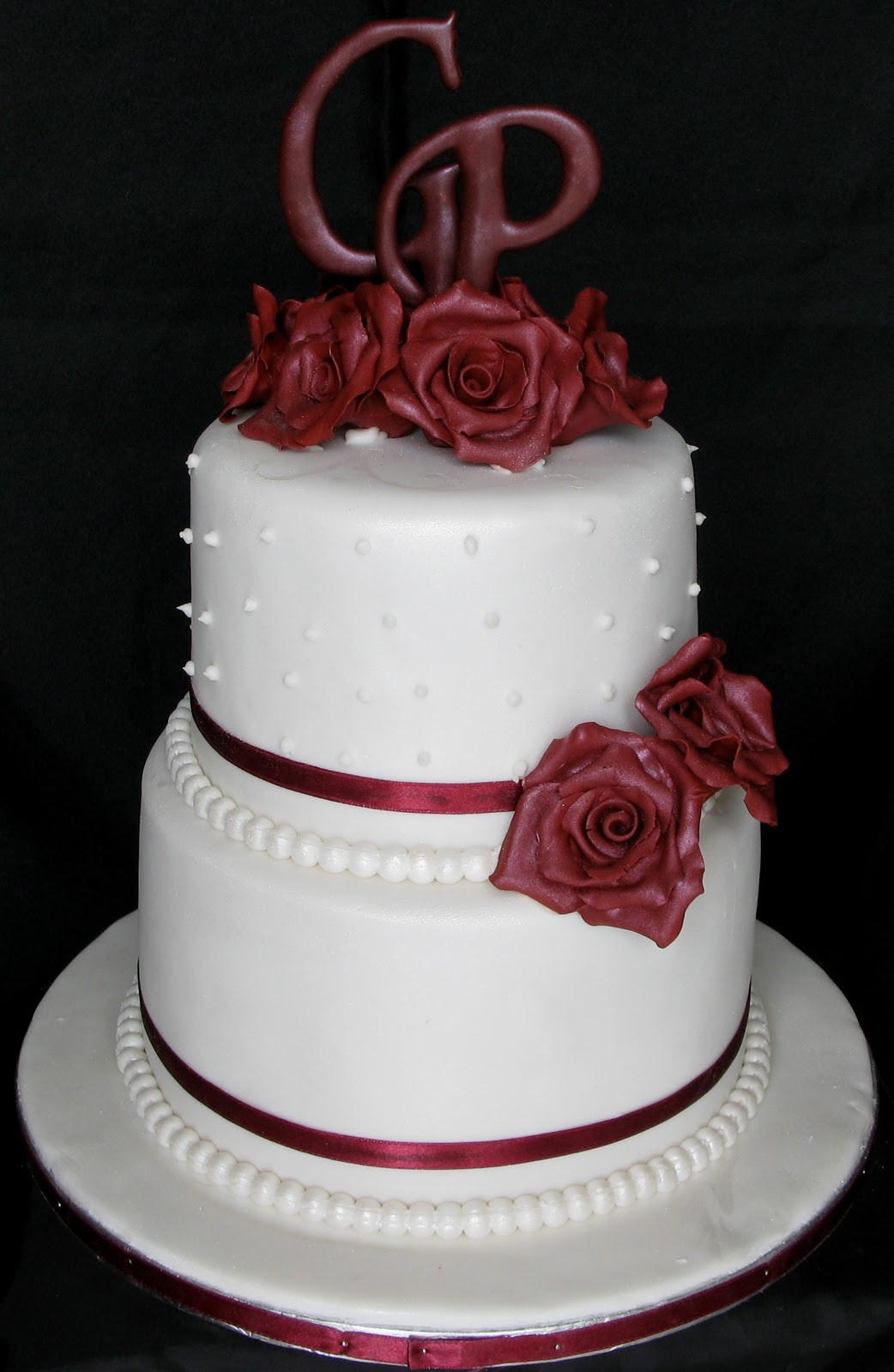 Two Layer Wedding Cakes
 Sugarcraft by Soni Two Layer Wedding Cake with Roses