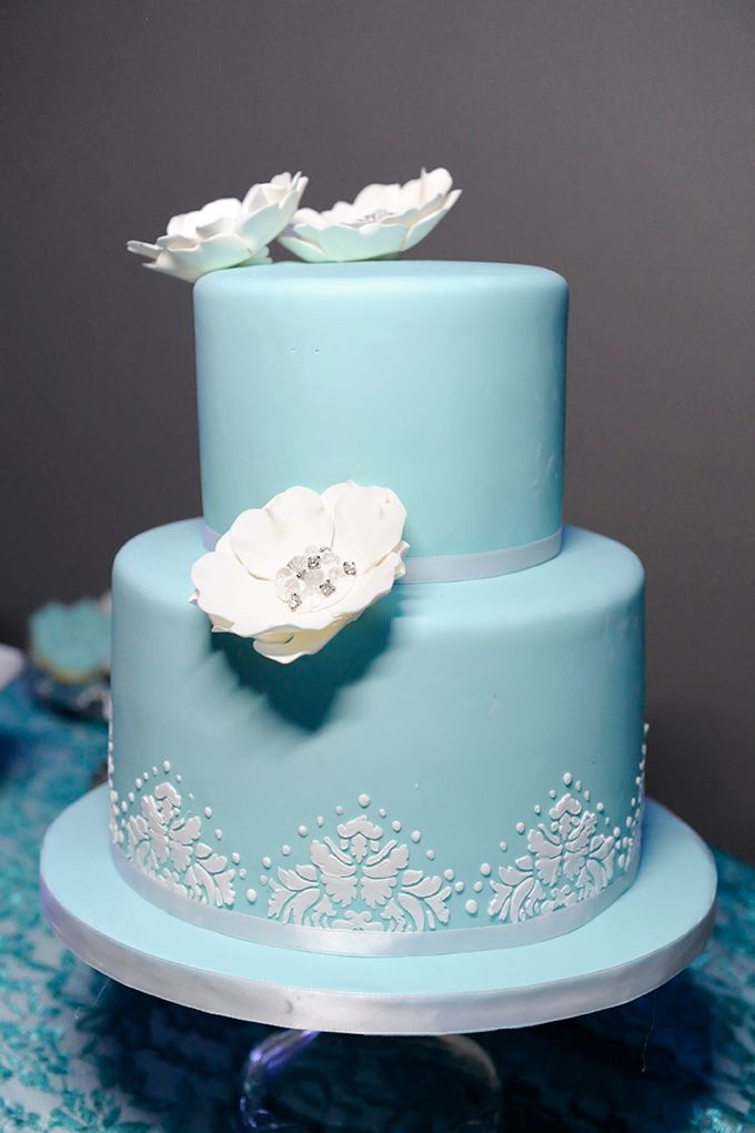 Two Layer Wedding Cakes
 Turquoise Two Tier Wedding Cake