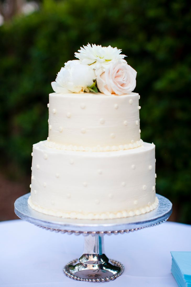 Two Tier Wedding Cakes
 Two Tier Polka Dot Buttercream Wedding Cake