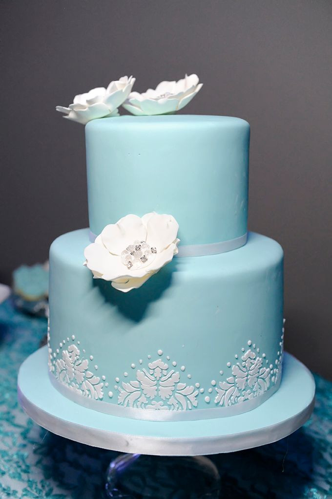 Two Tiered Wedding Cakes
 Turquoise Two Tier Wedding Cake