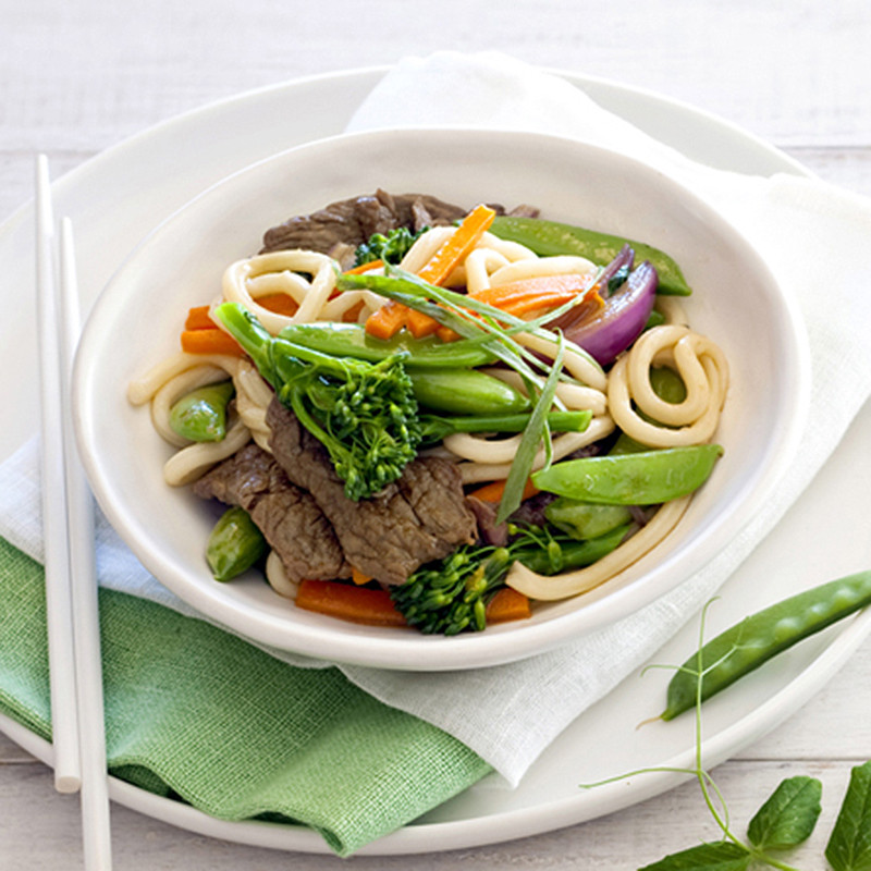 Udon Noodles Healthy
 Udon noodles with beef tamari and sugar snap peas