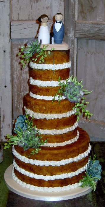 Unfrosted Wedding Cakes
 Unfrosted succulent wedding cake Cake by sking CakesDecor