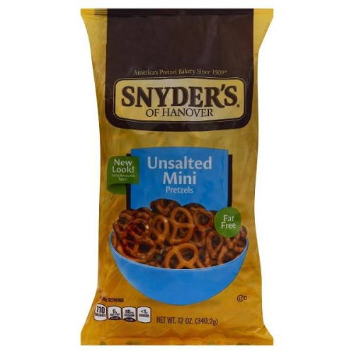 Unsalted Pretzels Healthy
 Snyders Pretzels Minis Unsalted 12 oz bag