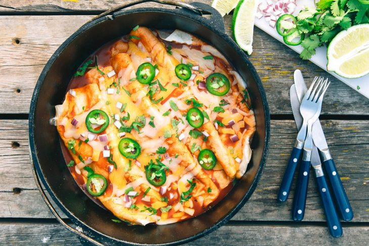 Vegan Dutch Oven Camping Recipes
 Dutch Oven Enchiladas Camping Recipe by Fresh f the Grid