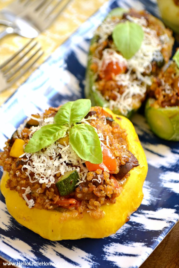 Vegan Summer Recipes
 Ve arian Quinoa and Sausage Stuffed Summer Squash