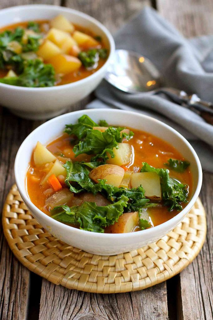 Vegetable Soups Healthy
 Vegan Potato Soup Recipe with Beans & Kale Cookin Canuck
