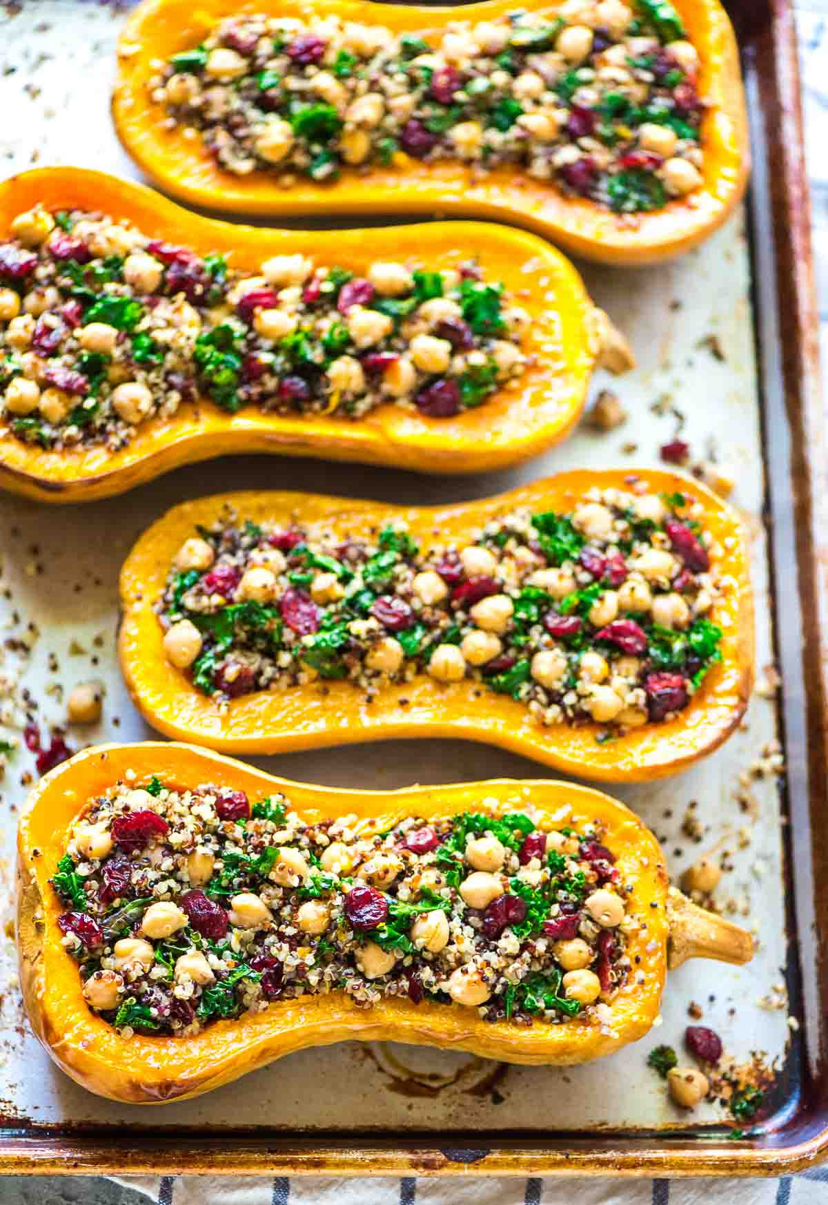 Vegetarian Easter Dinner
 Quinoa Stuffed Butternut Squash with Cranberries and Kale