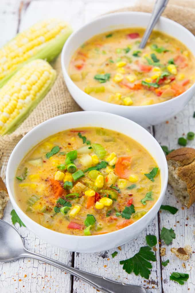 Vegetarian Summer Corn Chowder
 ve arian corn and potato chowder