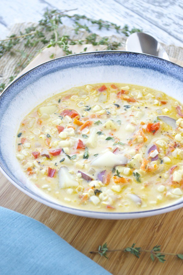 Vegetarian Summer Corn Chowder
 SUMMER CORN CHOWDER Vivos