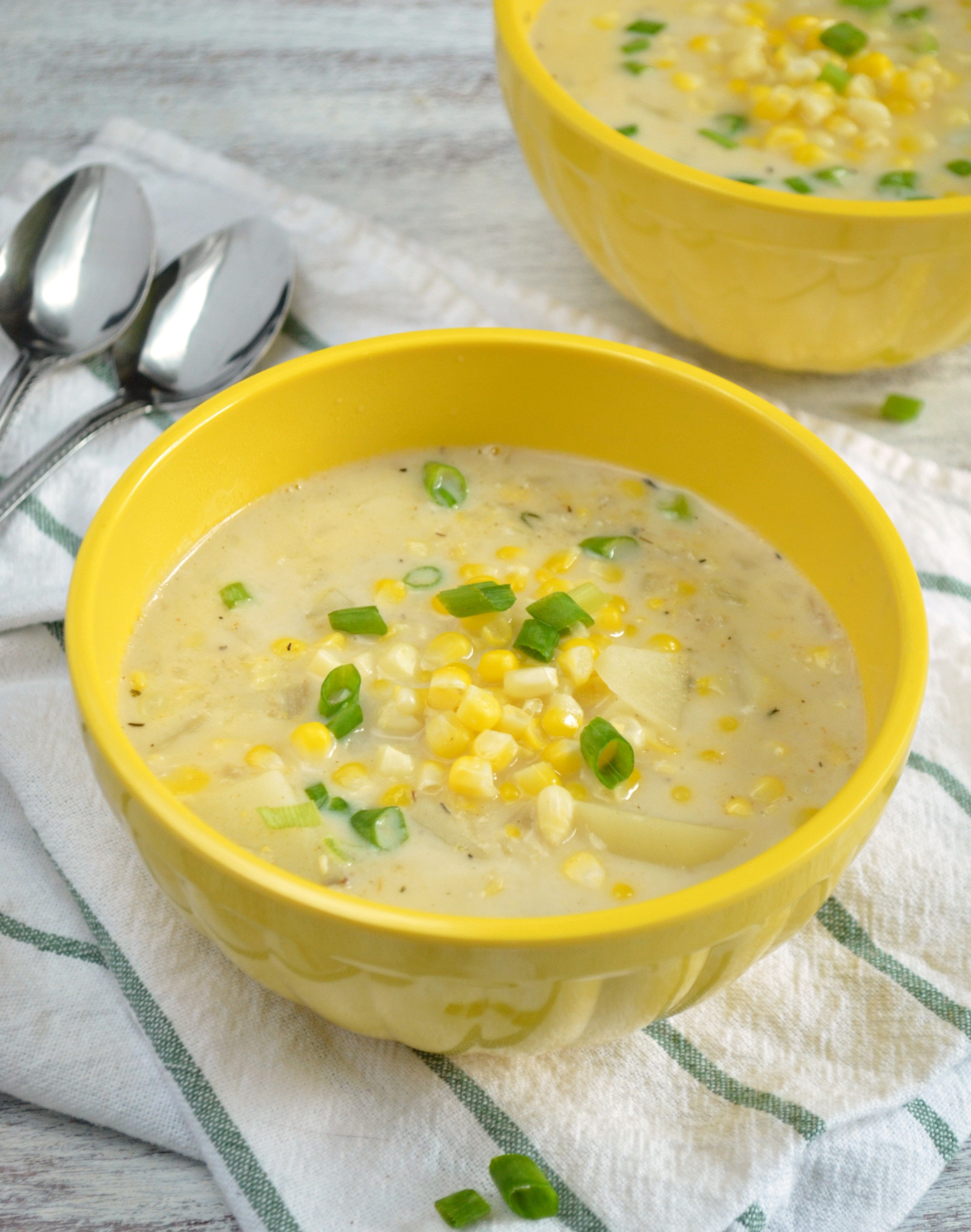 Vegetarian Summer Corn Chowder
 Ve arian Corn Potato Chowder for Two SoFabFood