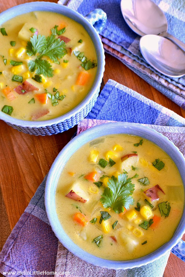 Vegetarian Summer Corn Chowder
 Easy Curried Corn Chowder with Coconut Milk