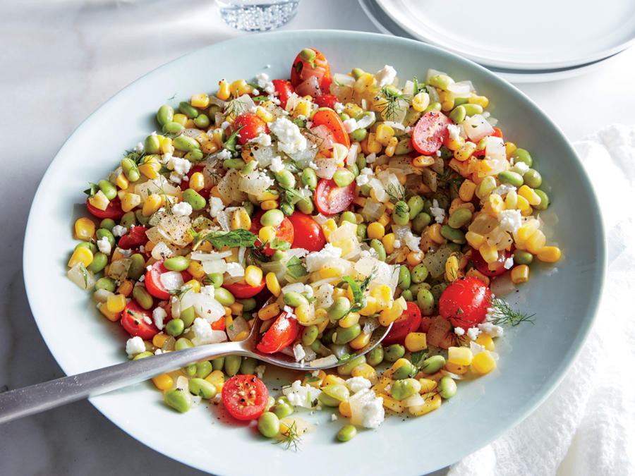 Vegetarian Summer Dinners
 Feta Herb Edamame Succotash Recipe Cooking Light