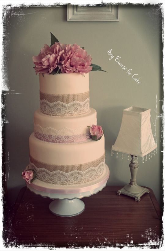 Vintage Rustic Wedding Cakes
 Vintage style rustic wedding cake cake by Any Excuse for