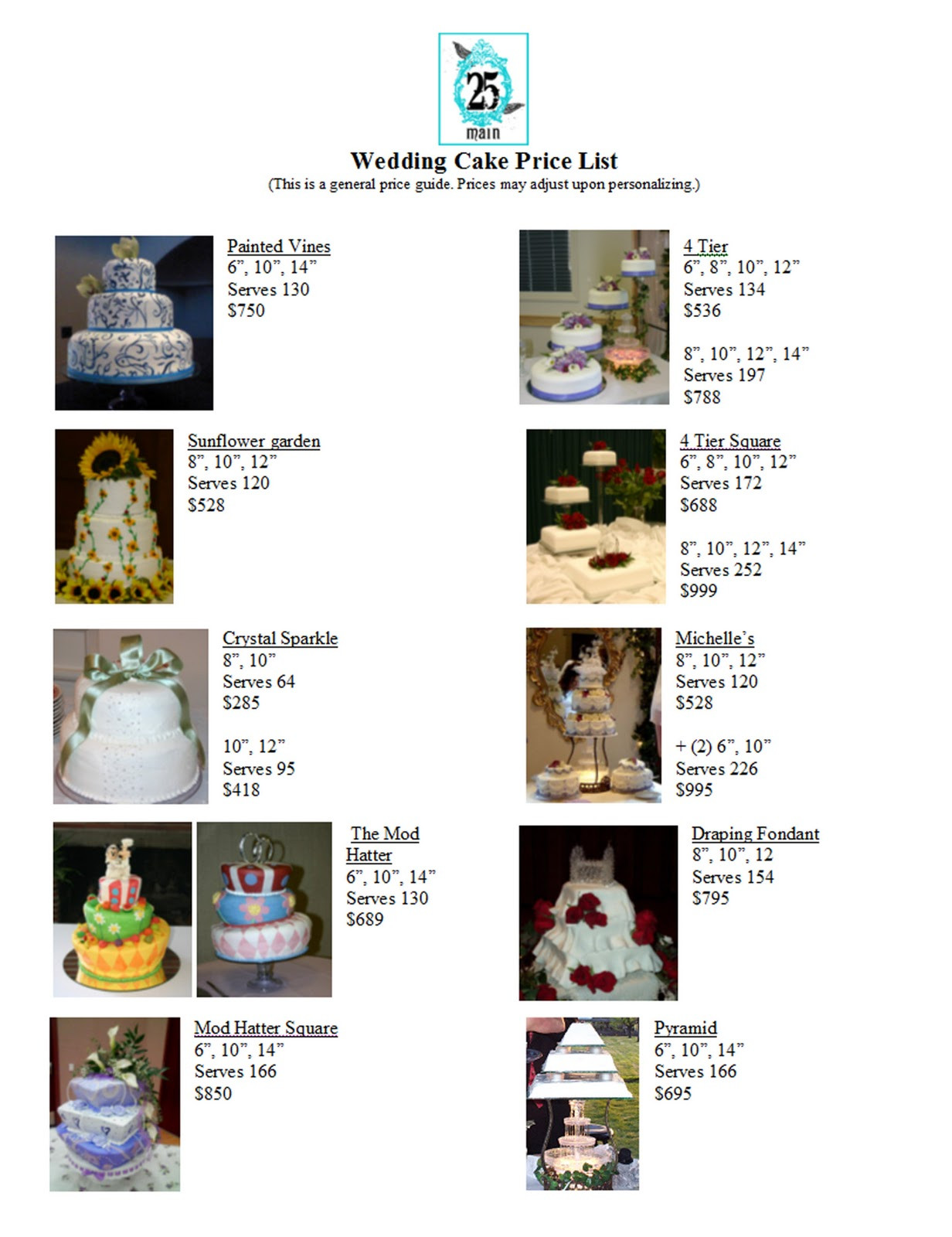 Walmart Wedding Cakes Price List
 Vauna s Cakes Wedding Cake Price List