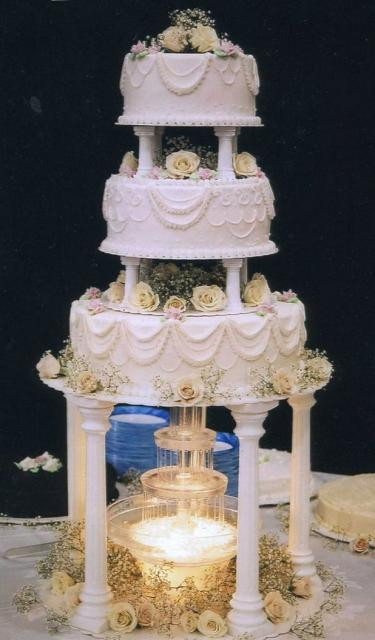 Water Fountain Wedding Cakes
 Fancy Wedding Cake in pinkish purple with roses Hi Res 720p HD