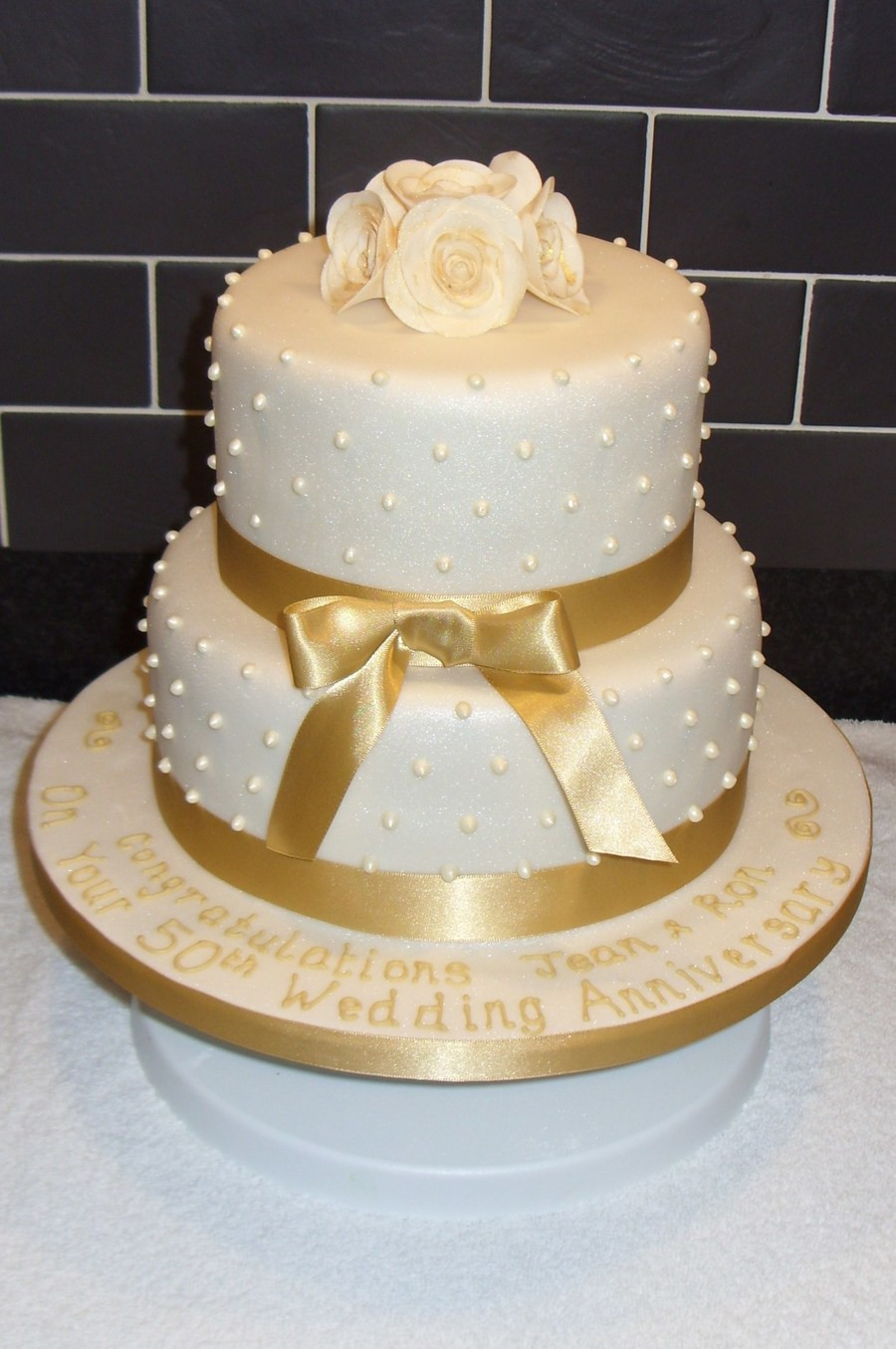 Wedding Anniversary Cakes
 Golden Wedding Anniversary Cake CakeCentral