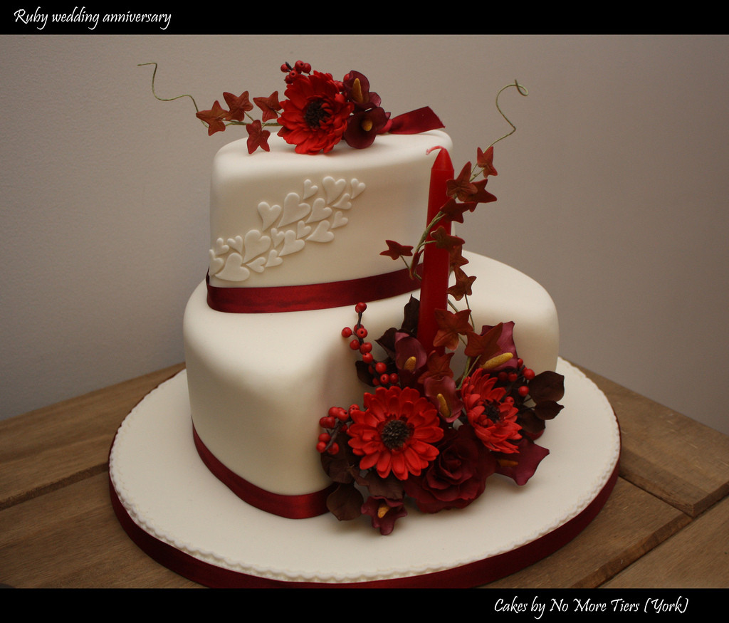 Wedding Birthday Cake
 Ruby wedding anniversary cake Autumnal a photo on