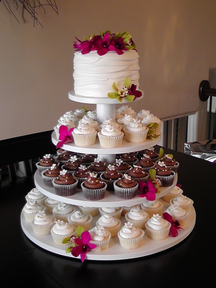 Wedding Cake And Cupcakes
 Orchid Wedding Cupcake Tower CakeCentral