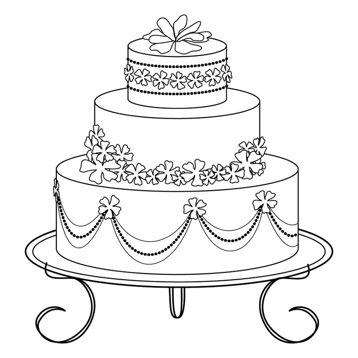 Wedding Cake Clipart Black And White
 Drawn wedding cake black and white Pencil and in color